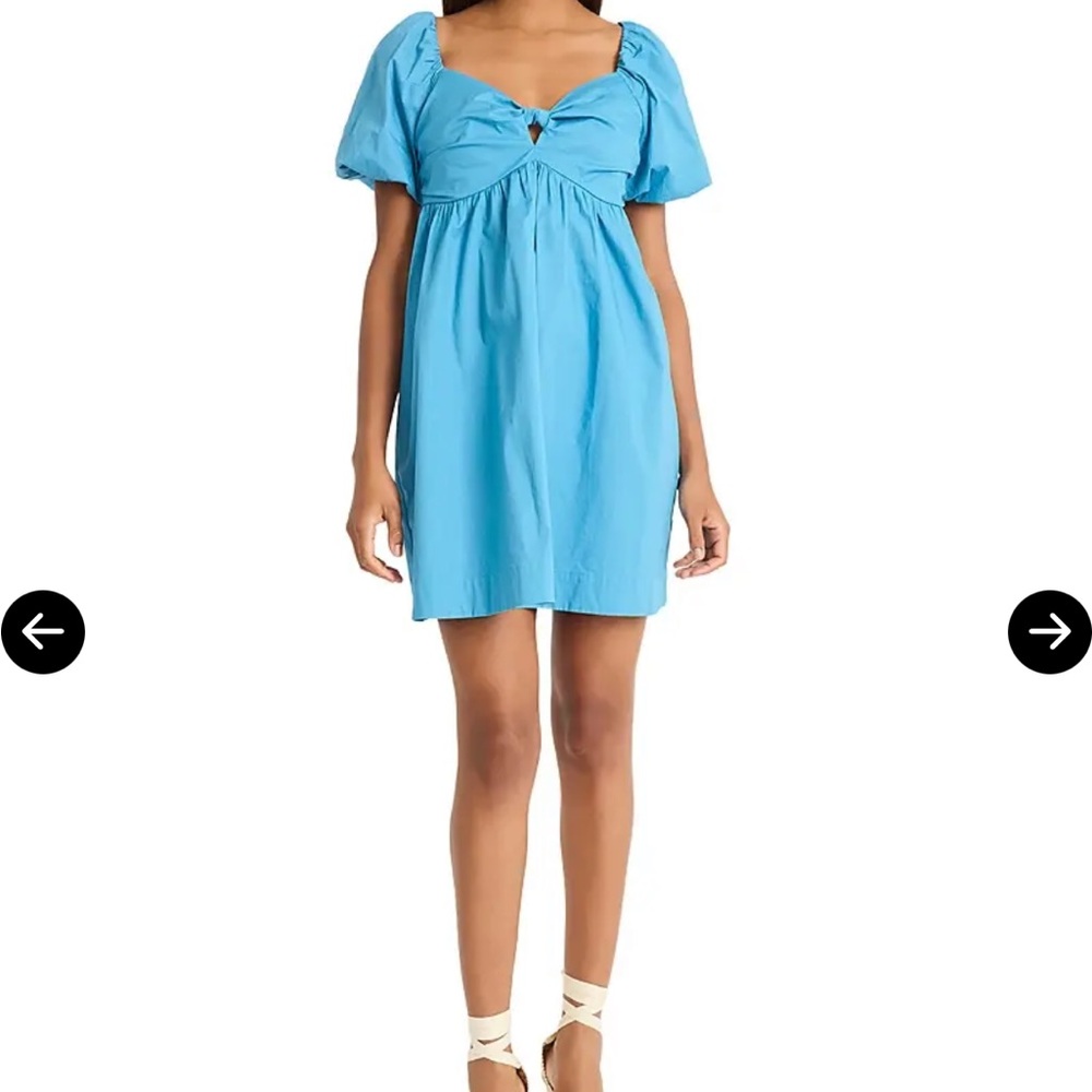 Elegant Blue Puff Sleeve Mini Dress